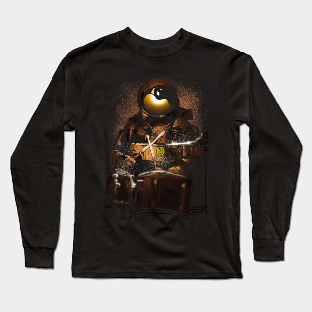 astronaut space drummer Long Sleeve T-Shirt by artofkaan